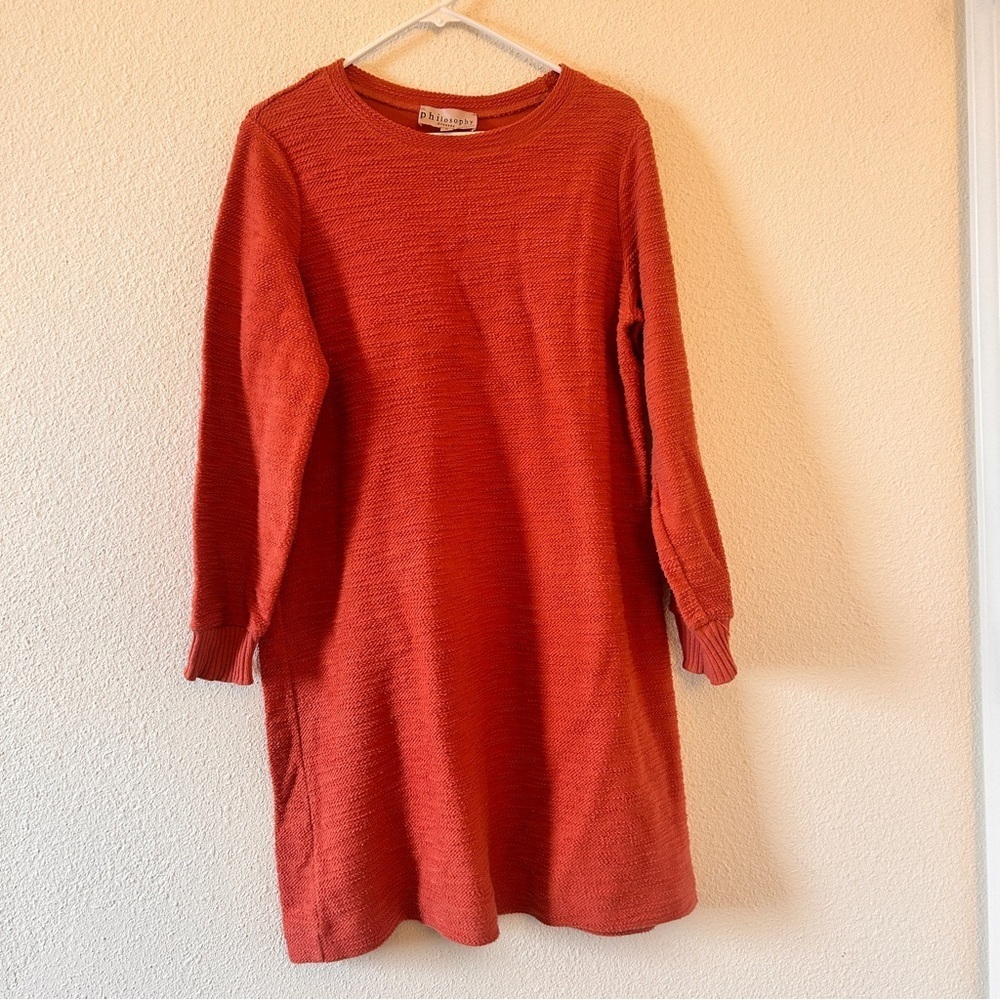 Philosophy Sweater Dress Medium Orange Long Sleeve Casual Brunch Fall Bohi